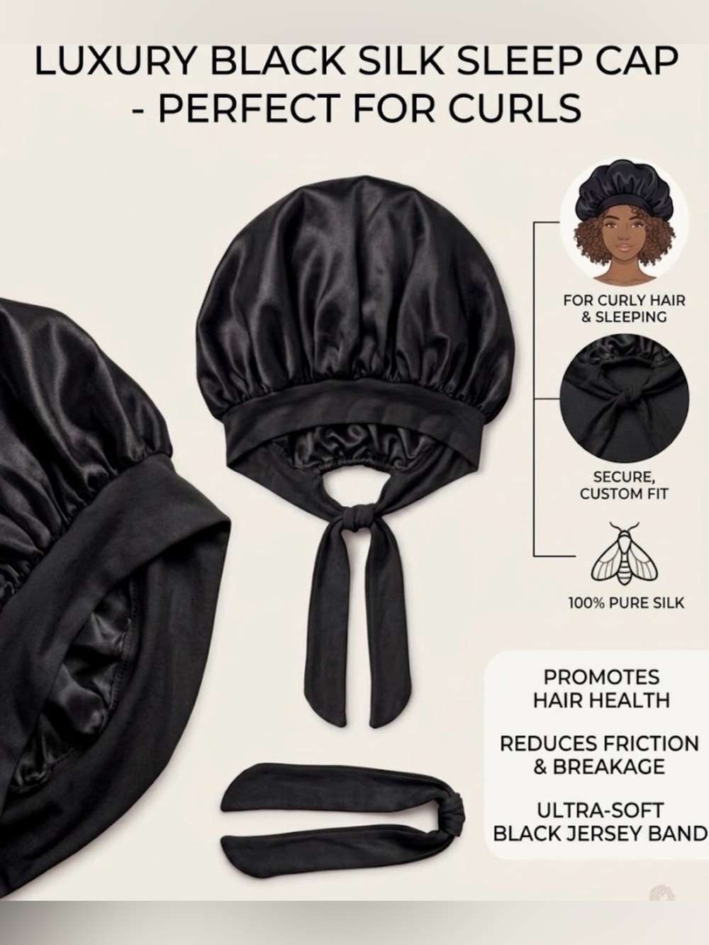 Like new silk hair bonnet sleep cap